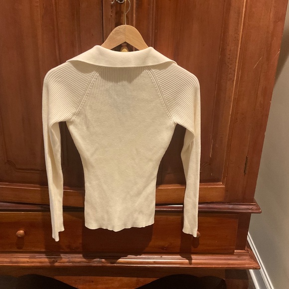 Castro Women’s Ribbed Polo Cream Sweater Size S - Picture 2 of 6